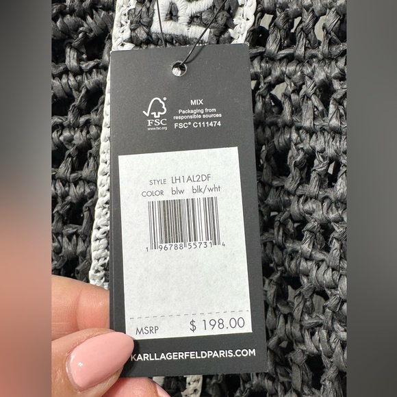 NWT KARL LAGERFELD PARIS Antibes Woven Straw Large Tote - Picture 3 of 3